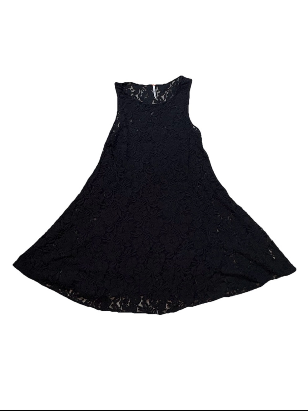 Free People Black Floral Lace Sleeveless Scoop Neck Mini Dress Tunic Sz M